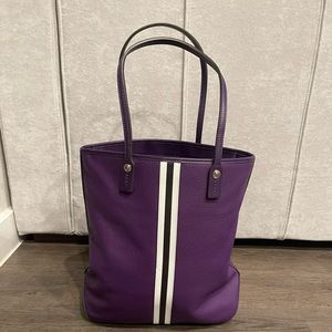 Henri Bendel Tote Large Leather West 57th Stripe North South Handbag Acai Purple